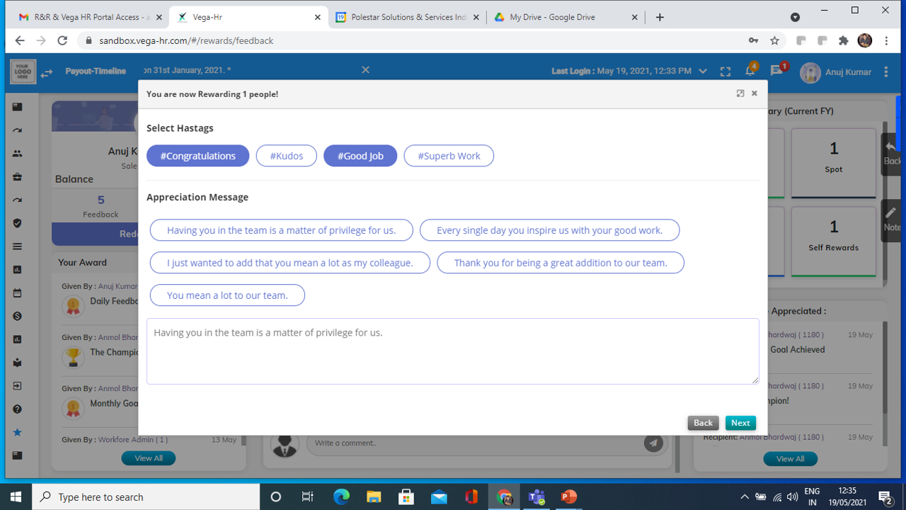screenshot of Vega HR
